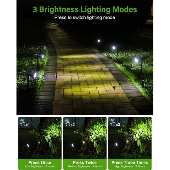 Solar Spot Lights Outdoor 4 Pack Waterproof Landscape Yard Garden Pathway Tree L - Picture 3 of 7